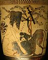 Herakles tötet den Nemeanischen Löwen, ca. 500 v. Chr., Vasenmalerei