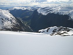 View of the Høyanger valley from the mountain Havren