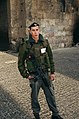 An Israeli Border Police soldier in a fur collared blouson
