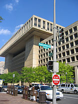 FBI Police vehicles in front of the J. Edgar Hoover Building