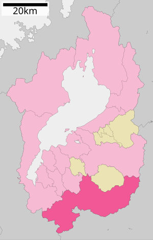 Lage Kōkas in der Präfektur