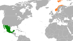 Map indicating locations of Mexico and Norway
