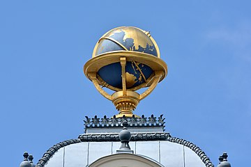 Globe used as a decorative architectural element.