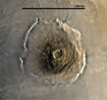 34. Satellite image of Olympus Mons, the largest volcano in the Solar System.