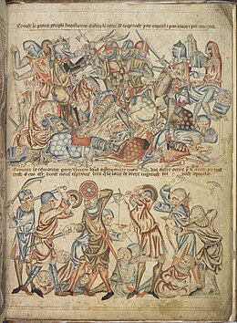 Image of the Battle of Bannockburn reproduced from the Holkham Bible