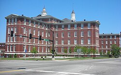 The renovated City Hospital, located in the southern end of Peabody/Darst/Webbe, is now an upscale condominium complex.[1]