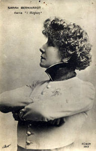 Sarah Bernhardt as L'Aiglon, the son of Napoleon Bonaparte, played to full houses in her theater during the exposition.