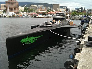 MV Gojira at port in Hobart, Tasmania.