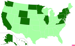 States in the United States by per capita income according to the U.S. Census Bureau American Community Survey 2013–2017 5-Year Estimates.[249] States with per capita incomes higher than the United States as a whole are in full green.