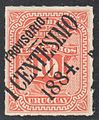 1c orange red, 1884, overprinted Provisorio – 1 centesimo – 1884.