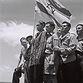 Image 52Buchenwald survivors arrive in Haifa to be arrested by the British, 15 July 1945 (from History of Israel)