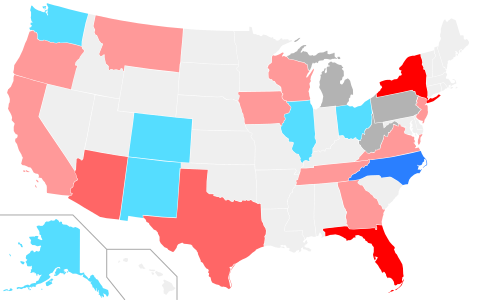 Net changes to U.S. House seats after the 2022 elections      +1 Dem House seat      +2 Dem House seats      +1 Rep House seat      +2 Rep House seats      +3–4 Rep House seats      Republicans lost 1 seat due to reapportionment