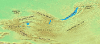 Lage des Tannu-ola-Gebirges (mittig links)