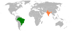Map indicating locations of Brazil and India