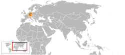 Map indicating locations of Brunei and Germany