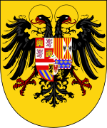 This is the imperial coat of arms of Charles V, Holy Roman Emperor. From the time of Otto the Great onward, the various German princes elected one of their peers as King of the Germans, after which he would be crowned emperor by the Pope. The last emperor to be crowned by the pope was Charles V; all emperors after him were technically emperors-elect but were universally referred to as Emperor.