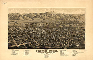 1882 Bird's Eye View of Colorado Springs and Manitou Springs, Colorado