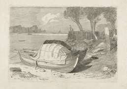 Two Beached Fishing Boats, 1809 etching
