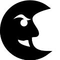 Decrescent moon with face (black).svg