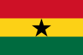 The flag of Ghana, a charged horizontal triband.