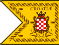 The Kingdom of Croatia under Habsburg Rule (1830). A yellow swallow-tailed flag with the Croatian Coat of arms on it.