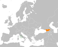 Map indicating locations of Holy See and Georgia