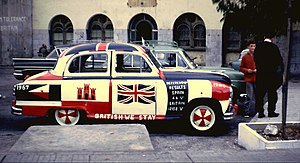A car painted to celebrate the results of the referendum