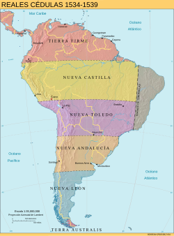 The adelantado grants of Charles V prior to the establishment of the Viceroyalty of Peru.