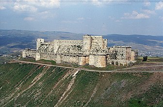 Like many castles built by crusader knights, the inner fortress of Krak des Chevaliers, Syria, was mainly constructed in this period, with the outer walls being later.
