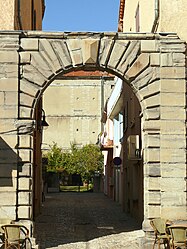 The entrance portal of the remains of the castle of Laragne
