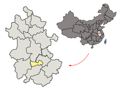 Location of Tongling City jurisdiction in Anhui