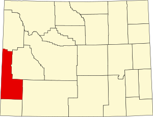 Map of Wyoming highlighting Lincoln County