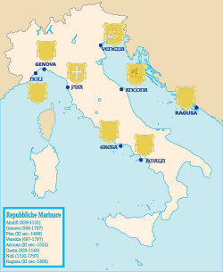 Location of Noli in Italy, depicted along with other maritime republics