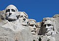 Mount Rushmore National Monument. Sculptures of George Washington, Thomas Jefferson, Theodore Roosevelt, and Abraham Lincoln represent the first 150 years of American history.