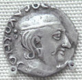 Coin of Rudradaman I, whose daughter was married to Vashishtiputra Satakarni to form an alliance.