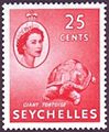 Postage stamp with portrait of Queen Elizabeth II, 1954