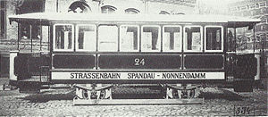 Beiwagen 24 der Elektrischen Straßenbahn Spandau Nonnendamm im Herstellerwerk Falkenried