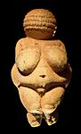 Venus of Willendorf; c. 25,000 BC; limestone with ochre colouring; height: 11 cm; Natural History Museum (Vienna, Austria)[10]