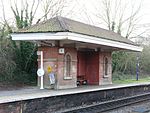 Waiting room at Mortimer Station on south-west side of railway line