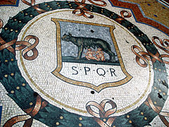 Detail from the mosaic floor in the Galleria Vittorio Emanuele II in Milan