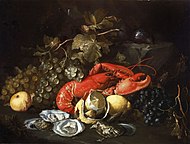 Alexander Coosemans (c. 1660) Still Life with Lobster and Oysters