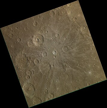 Carducci crater region in exaggerated color