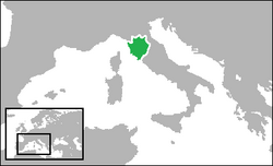The Duchy of Florence (green) in 1548