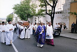 His successor, Antonio María Rouco Varela, leading the procession in his funeral