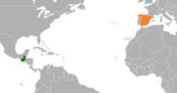 Map indicating locations of Guatemala and Spain