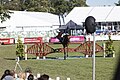 Jumping in the main ring at the Royal Highland Show 2018 over a jump in the shape of the Forth Rail Bridge.