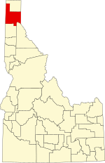 Map of Idaho highlighting Bonner County