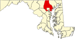State map highlighting Baltimore County