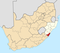 Location of Ugu District Municipality within KwaZulu-Natal