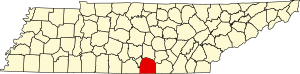 Map of Tennessee highlighting Franklin County